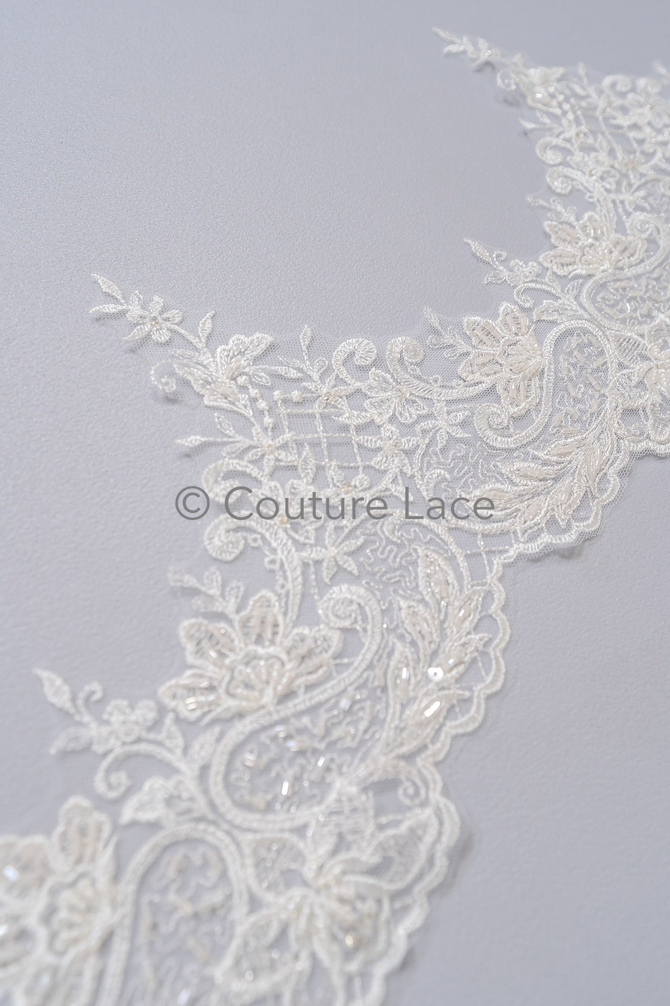 Pearl lace trim off-white/ bridal lace trim/ lace trim with pearls// T21-122