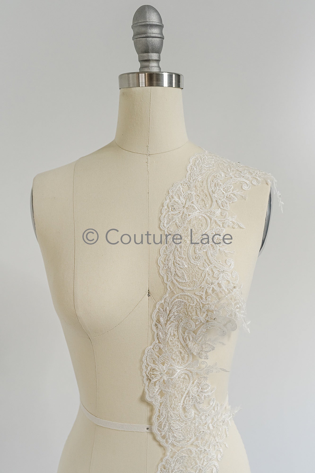 Pearl lace trim off-white/ bridal lace trim/ lace trim with pearls// T21-122