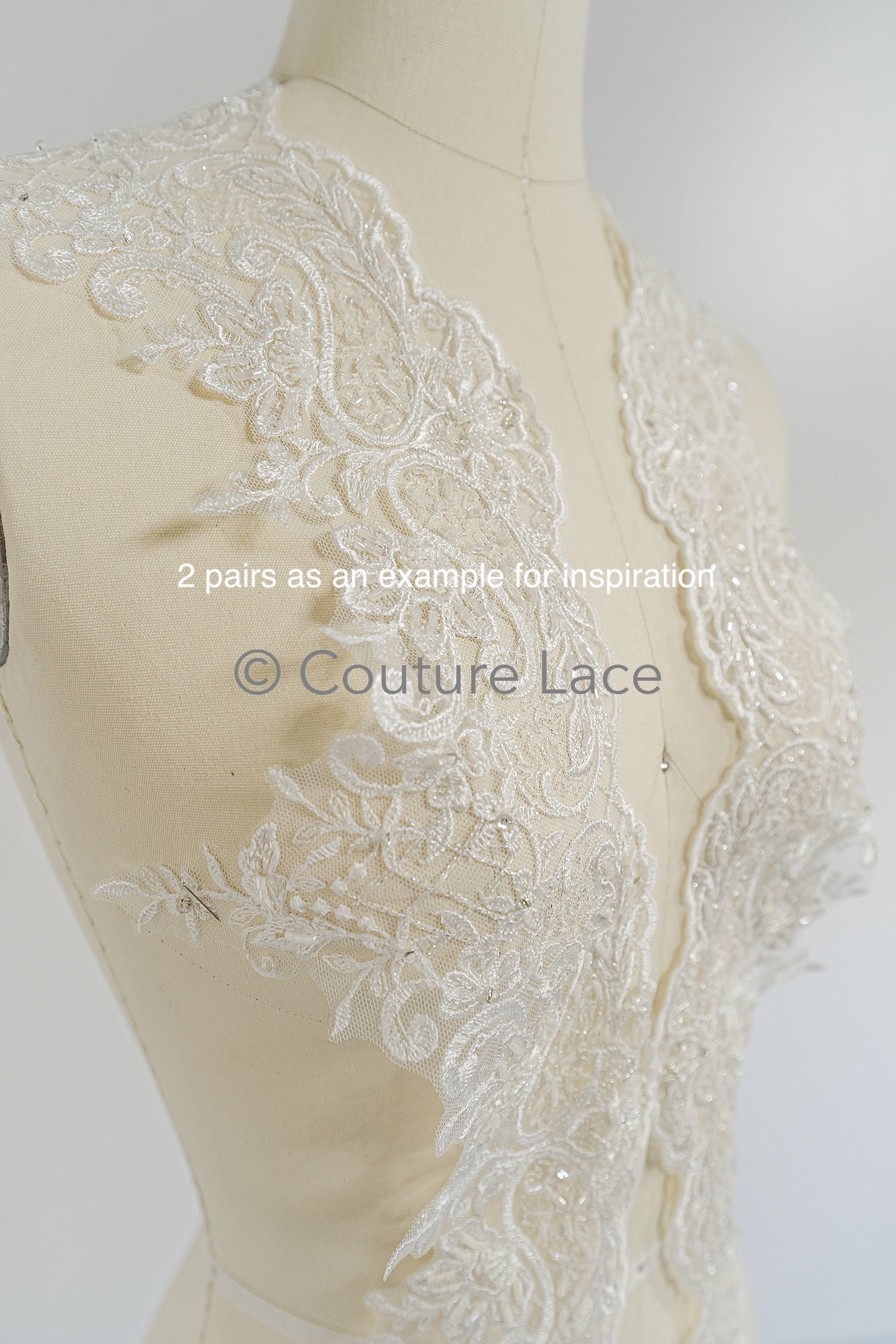 Pearl lace trim off-white/ bridal lace trim/ lace trim with pearls// T21-122