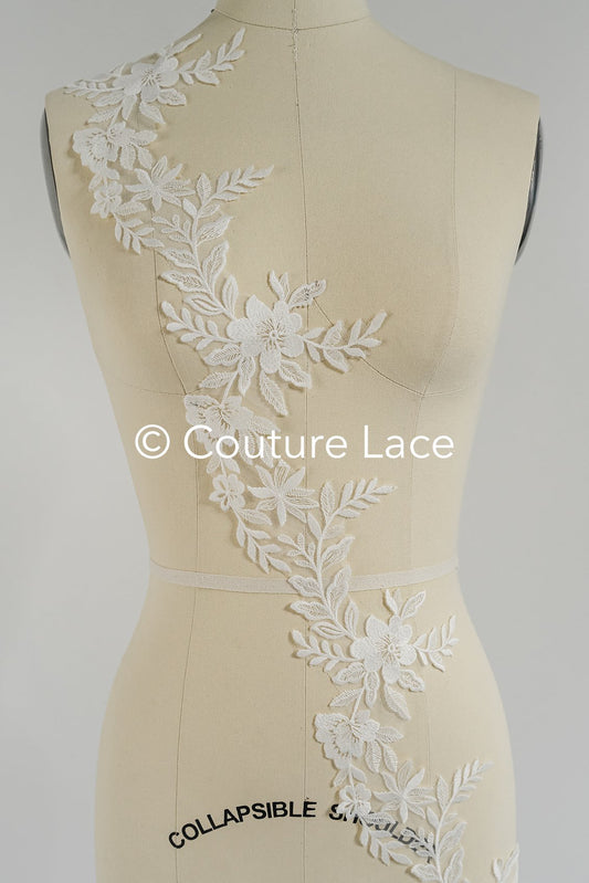 Garniture en dentelle nuptiale blanche/ Garniture en dentelle Boho blanc cassé/ Garniture en dentelle nuptiale/ Garniture en dentelle pour robe de mariée// T24-021