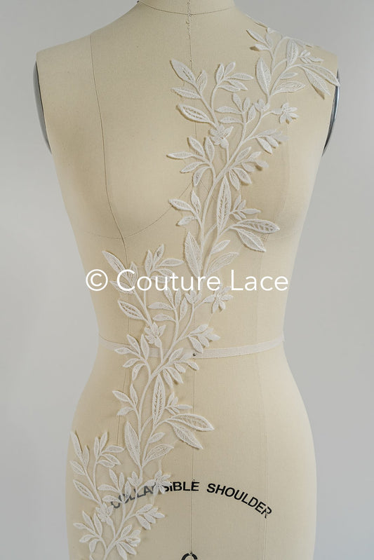 Garniture en dentelle nuptiale avec paillettes/garniture en dentelle blanc cassé/garniture en dentelle nuptiale/garniture en dentelle pour robe de mariée// T24-022