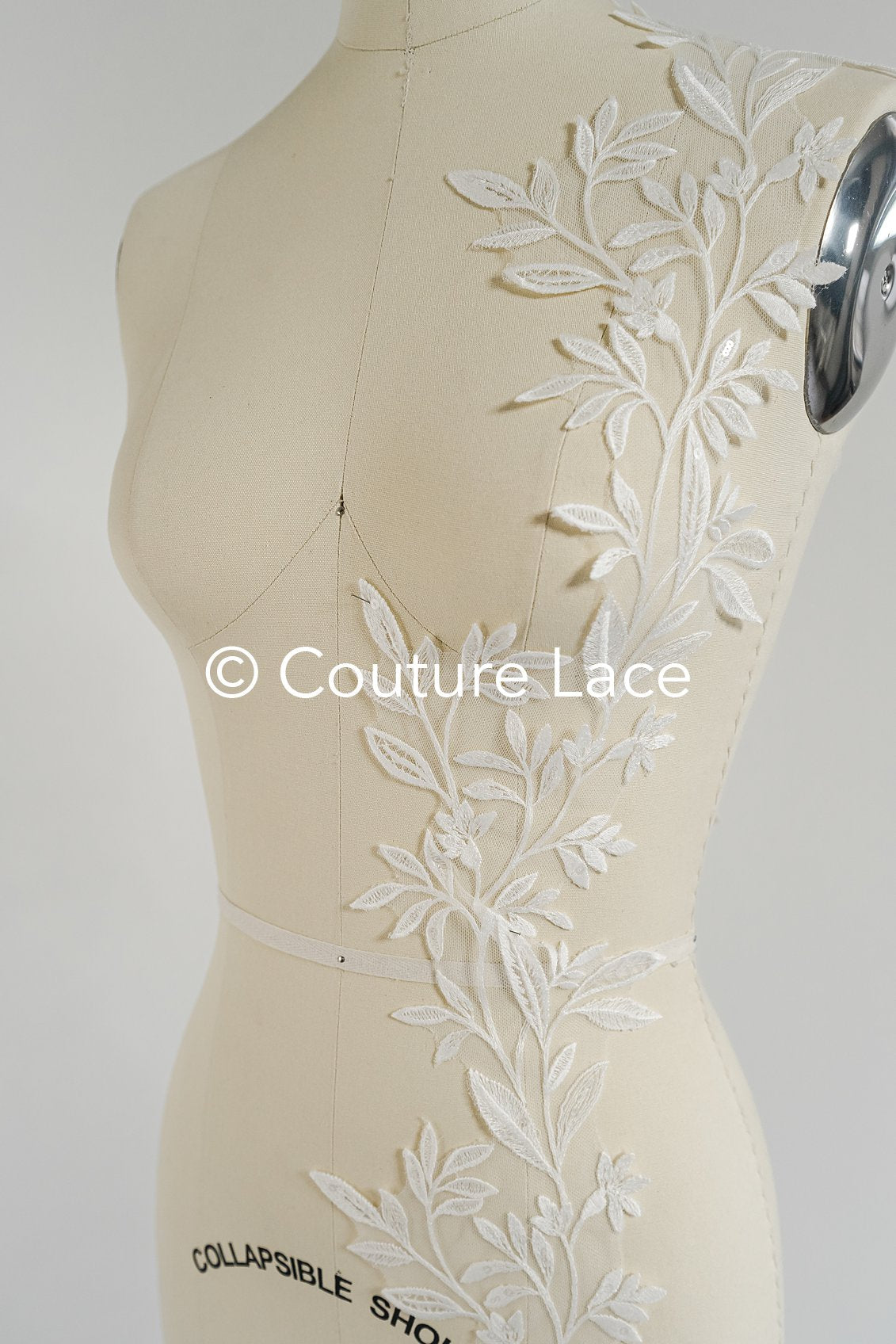 Brautspitze Borte mit Pailletten/ Spitzenborte off-white/ Braut Spitzenborte/ Spitzenborte für Brautkleid// T24-022