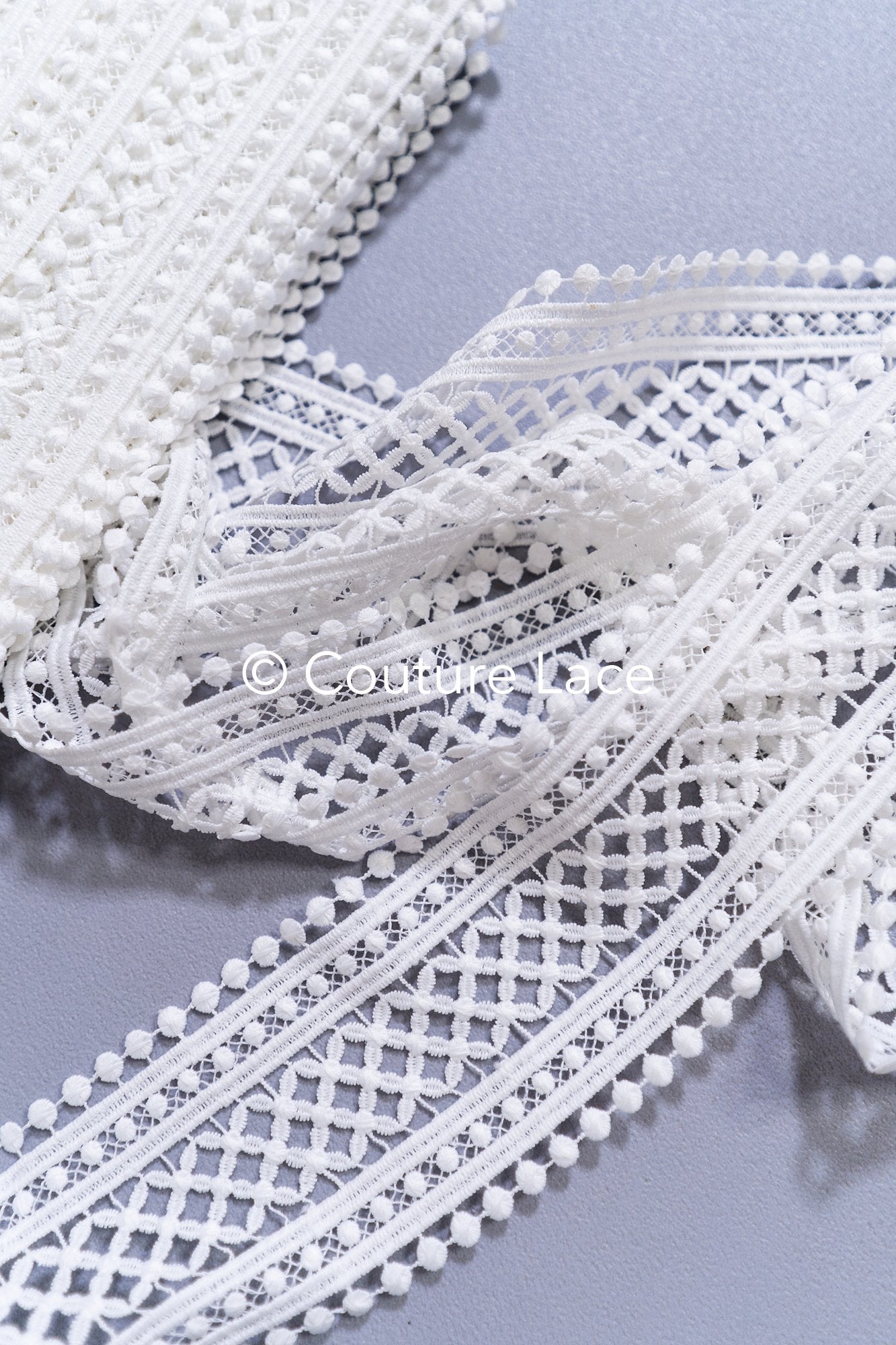3yds Boho Lace Trim Crocheted Off-White/ Bridal Lace Trim/ Crochet Lace Trim/ Veil Lace// T24-077