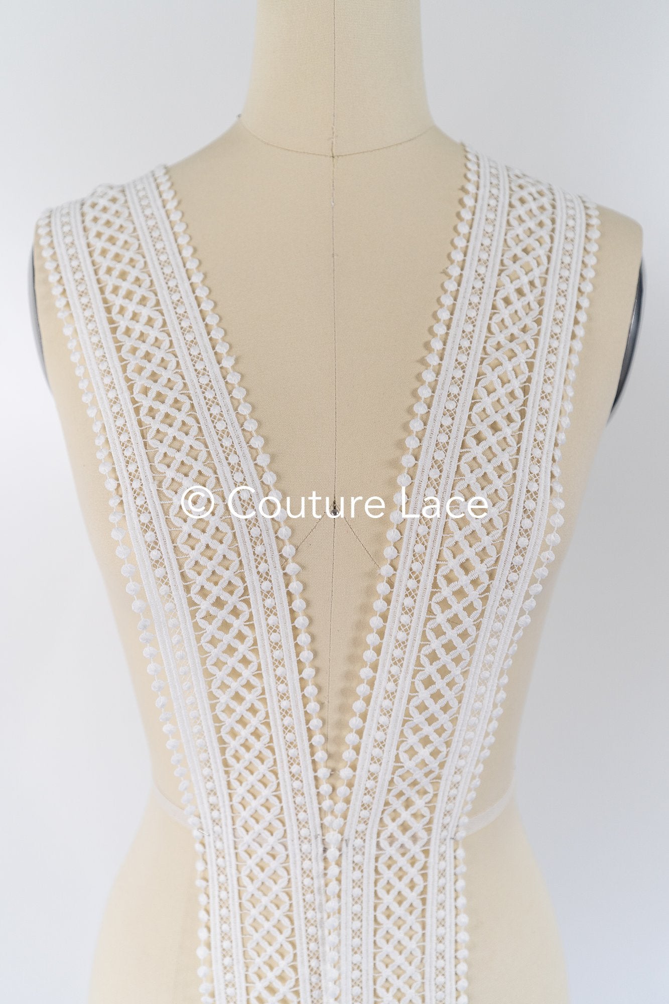 3yds Boho Lace Trim Crocheted Off-White/ Bridal Lace Trim/ Crochet Lace Trim/ Veil Lace// T24-077