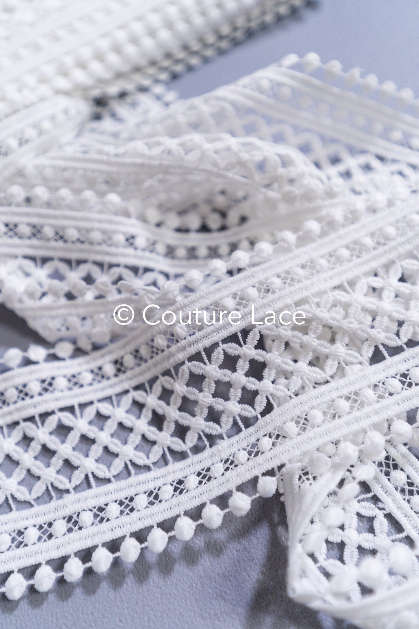 3yds Boho Lace Trim Crocheted Off-White/ Bridal Lace Trim/ Crochet Lace Trim/ Veil Lace// T24-077