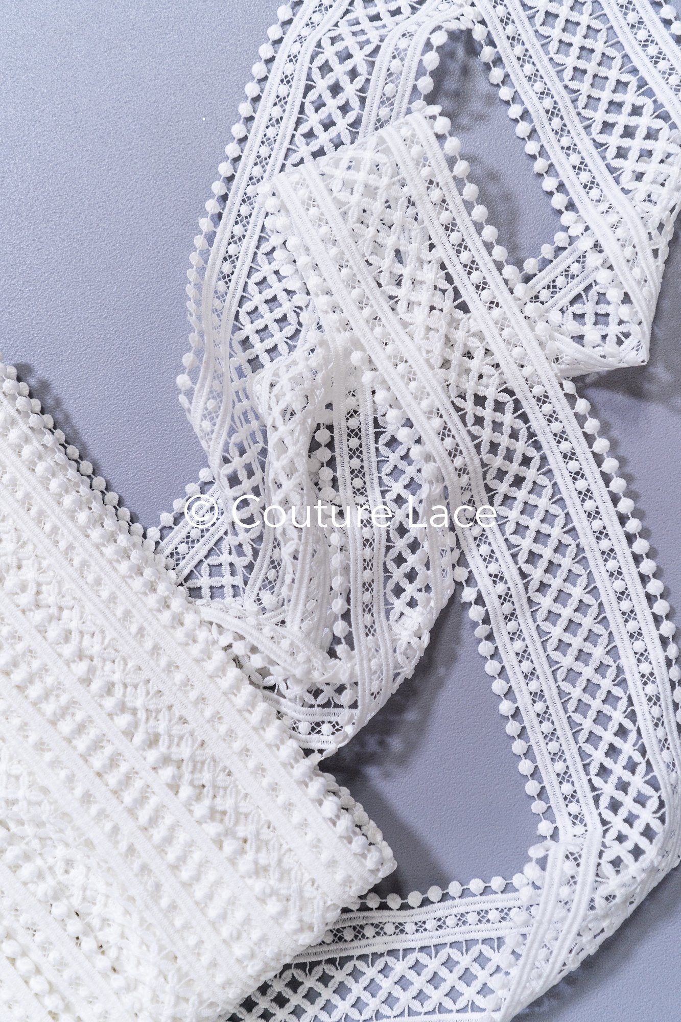 3yds Boho Lace Trim Crocheted Off-White/ Bridal Lace Trim/ Crochet Lace Trim/ Veil Lace// T24-077