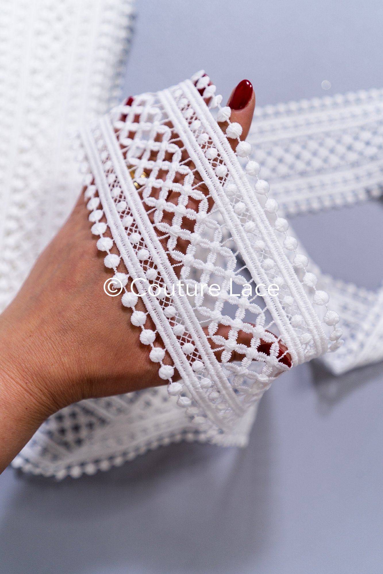 3yds Boho Lace Trim Crocheted Off-White/ Bridal Lace Trim/ Crochet Lace Trim/ Veil Lace// T24-077