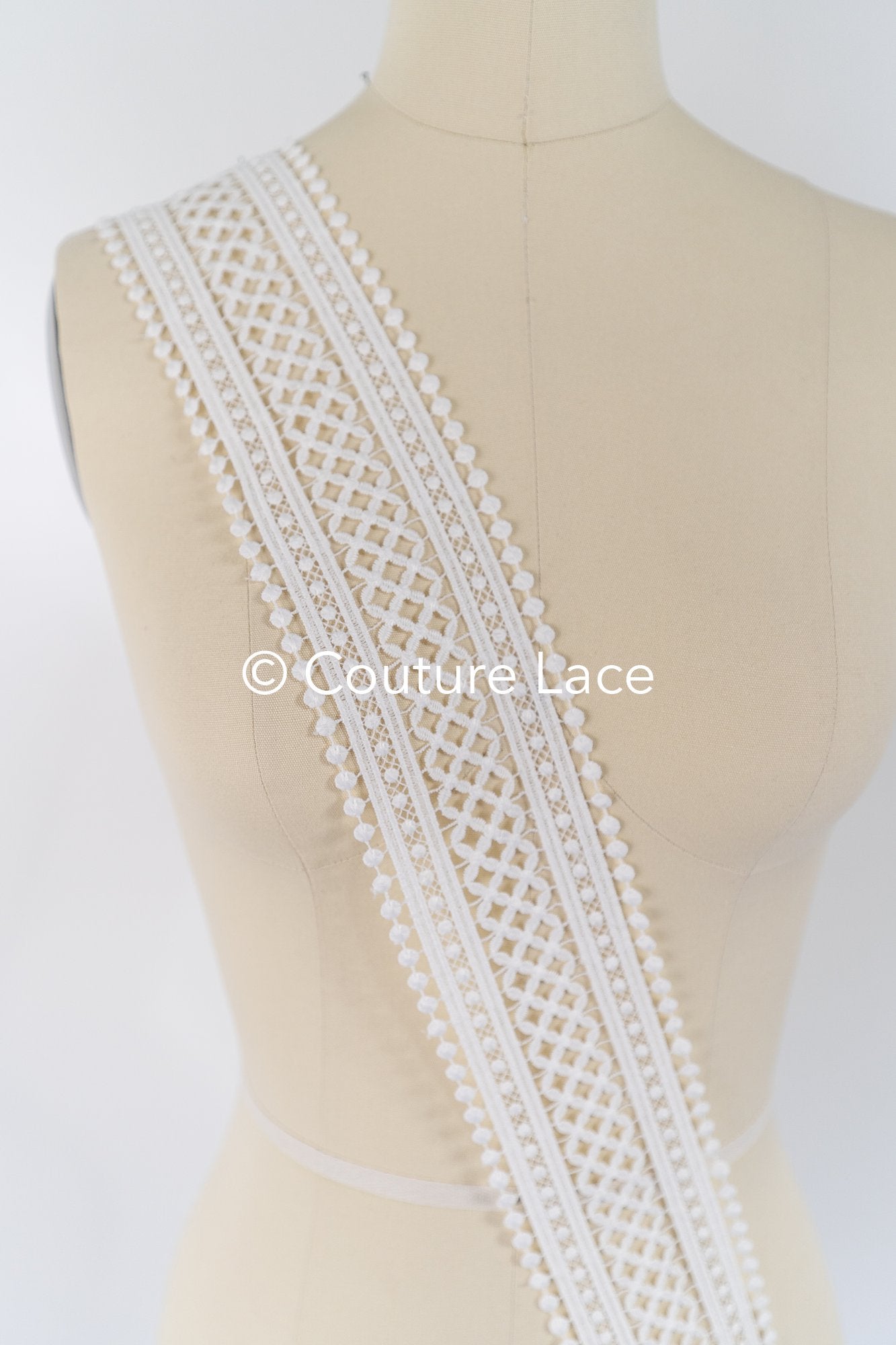 3yds Boho Lace Trim Crocheted Off-White/ Bridal Lace Trim/ Crochet Lace Trim/ Veil Lace// T24-077