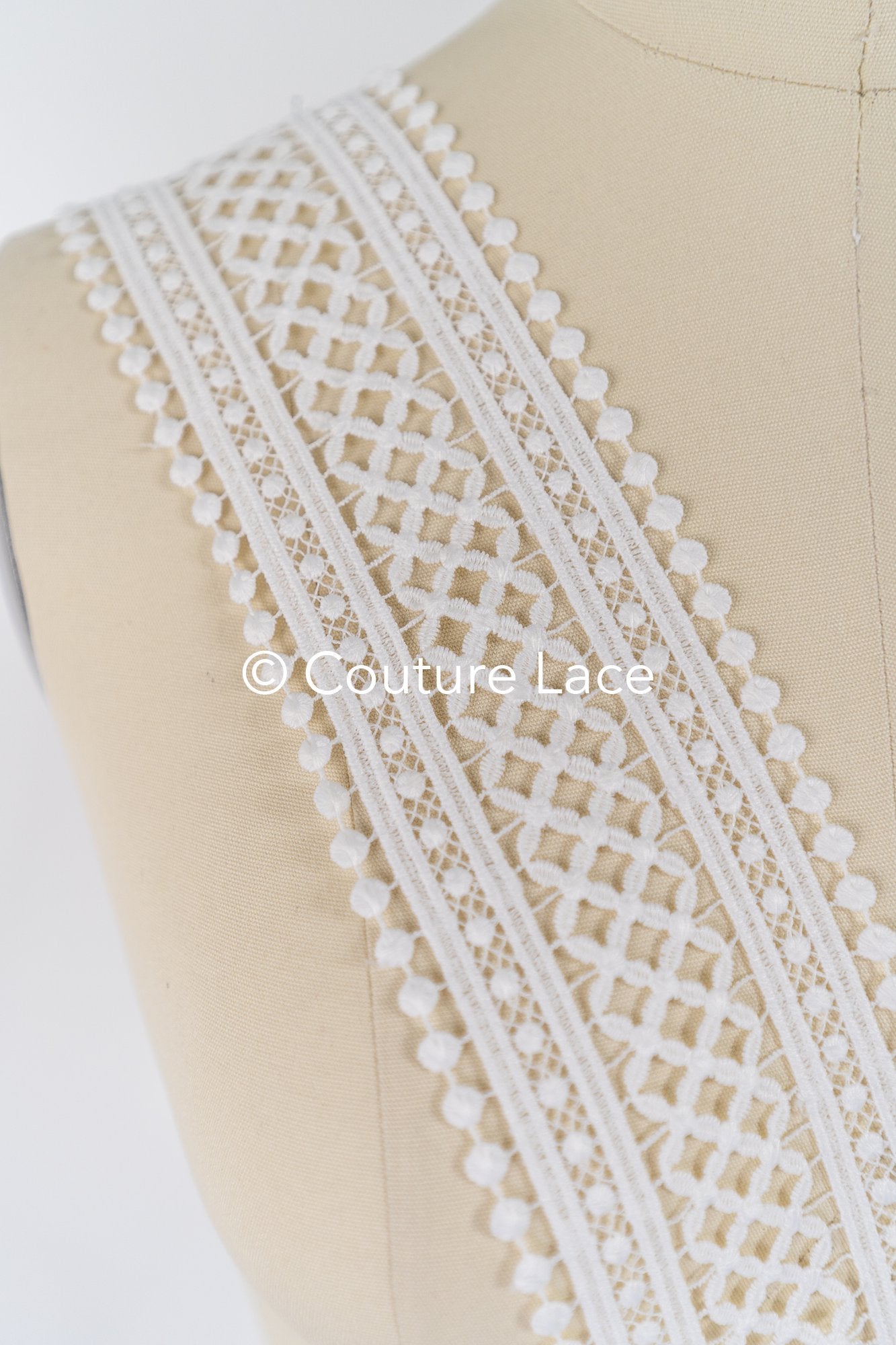 3yds Boho Lace Trim Crocheted Off-White/ Bridal Lace Trim/ Crochet Lace Trim/ Veil Lace// T24-077