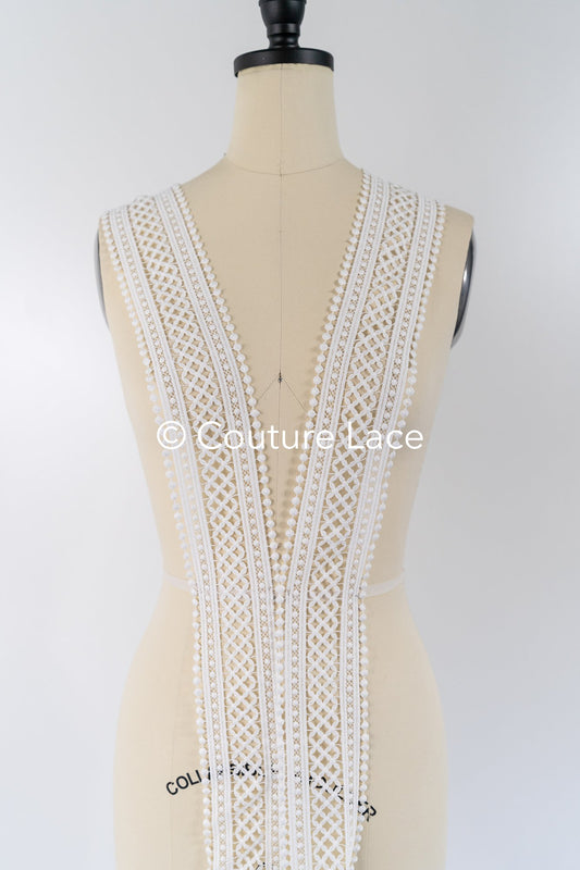 3yds Boho Spitzenborte gehäkelt Off-White/ Braut Spitze Borte/ Häkelspitzenborte/ Schleier Spitze// T24-077