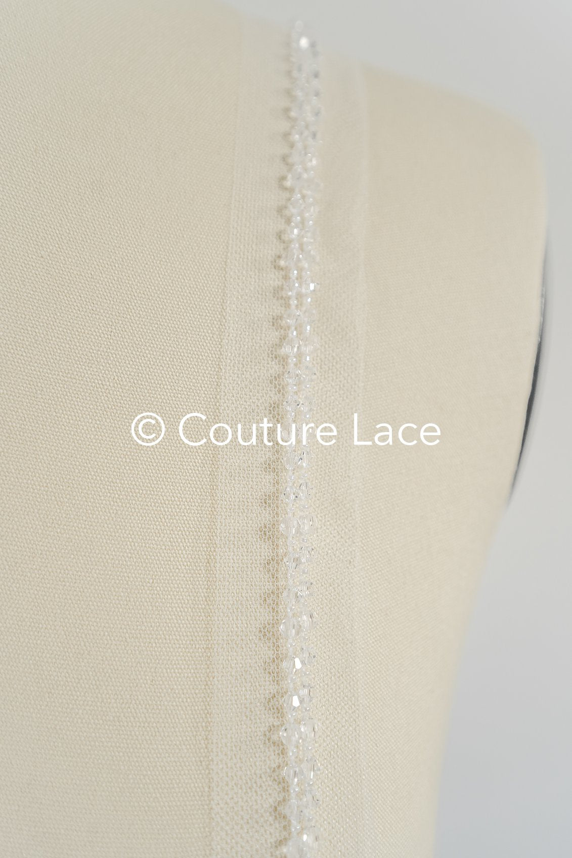 Brautspitze Borte mit Perlen/ Spitzenborte off-white transparent/ Braut Borte/ Spitzenborte für Brautkleid// T24-230