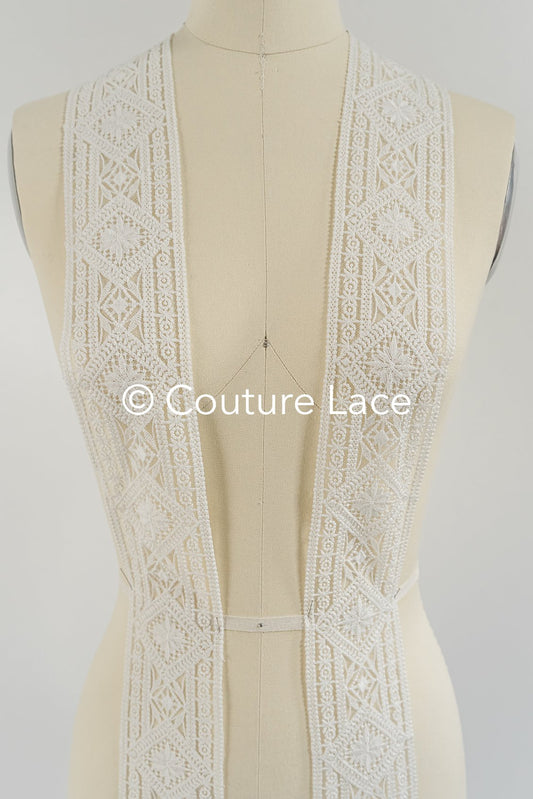 Garniture en dentelle nuptiale/garniture en dentelle blanc cassé/garniture nuptiale boho/garniture en dentelle pour robe de mariée// T24-231