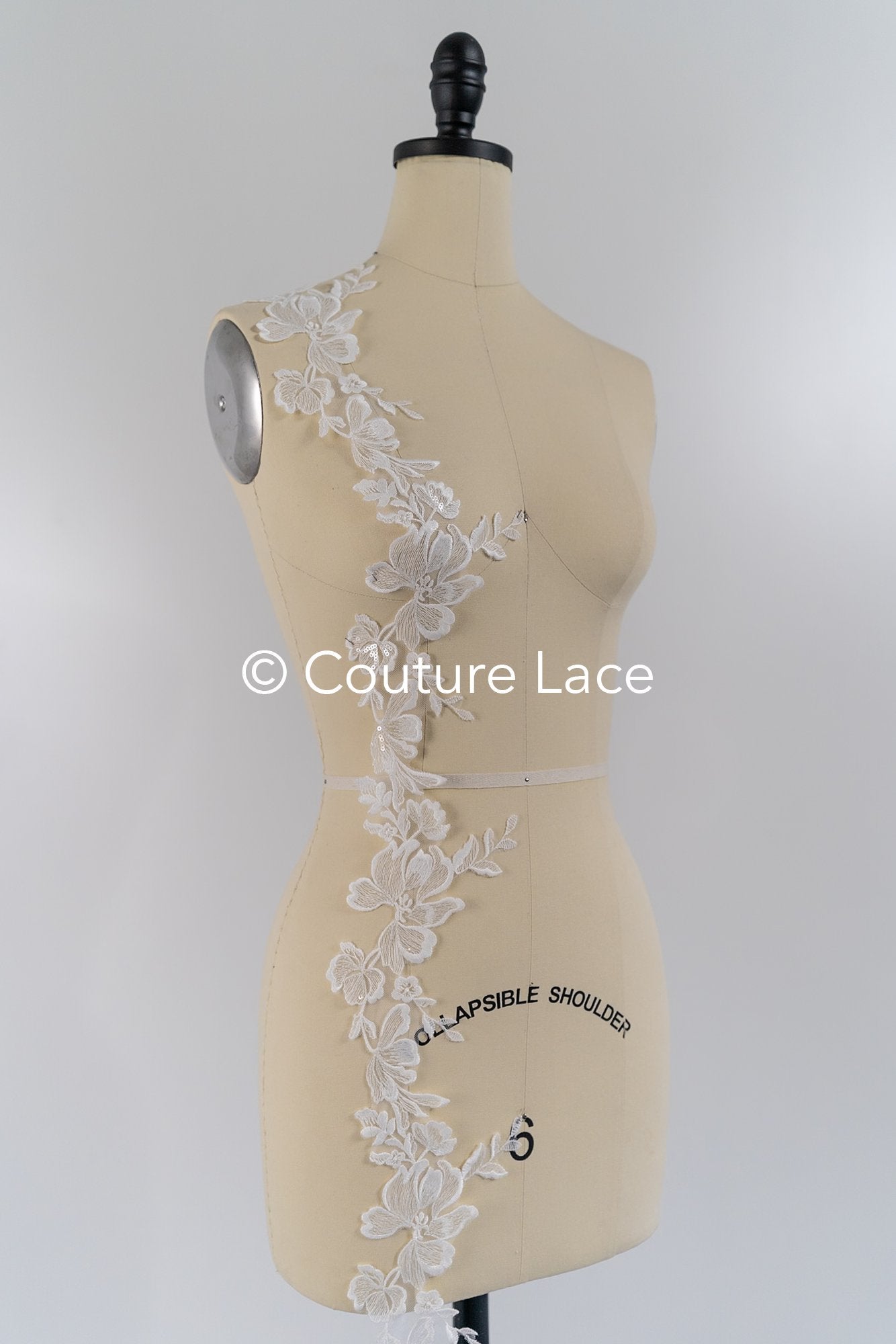 Floral bridal lace trim/ flowery lace edge for wedding dresses // T25-233