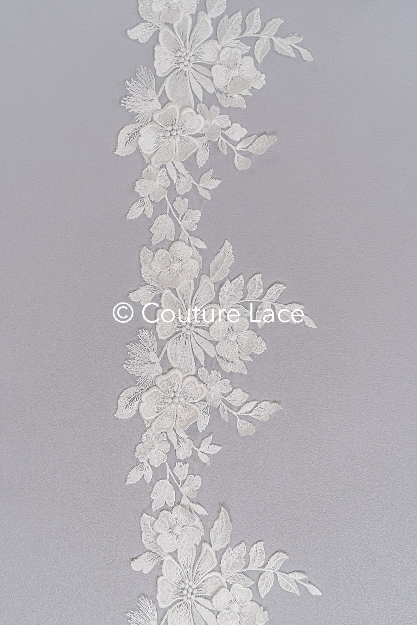 Floral 3D flower bridal lace trim/ flowery lace edge for wedding dresses // T25-234