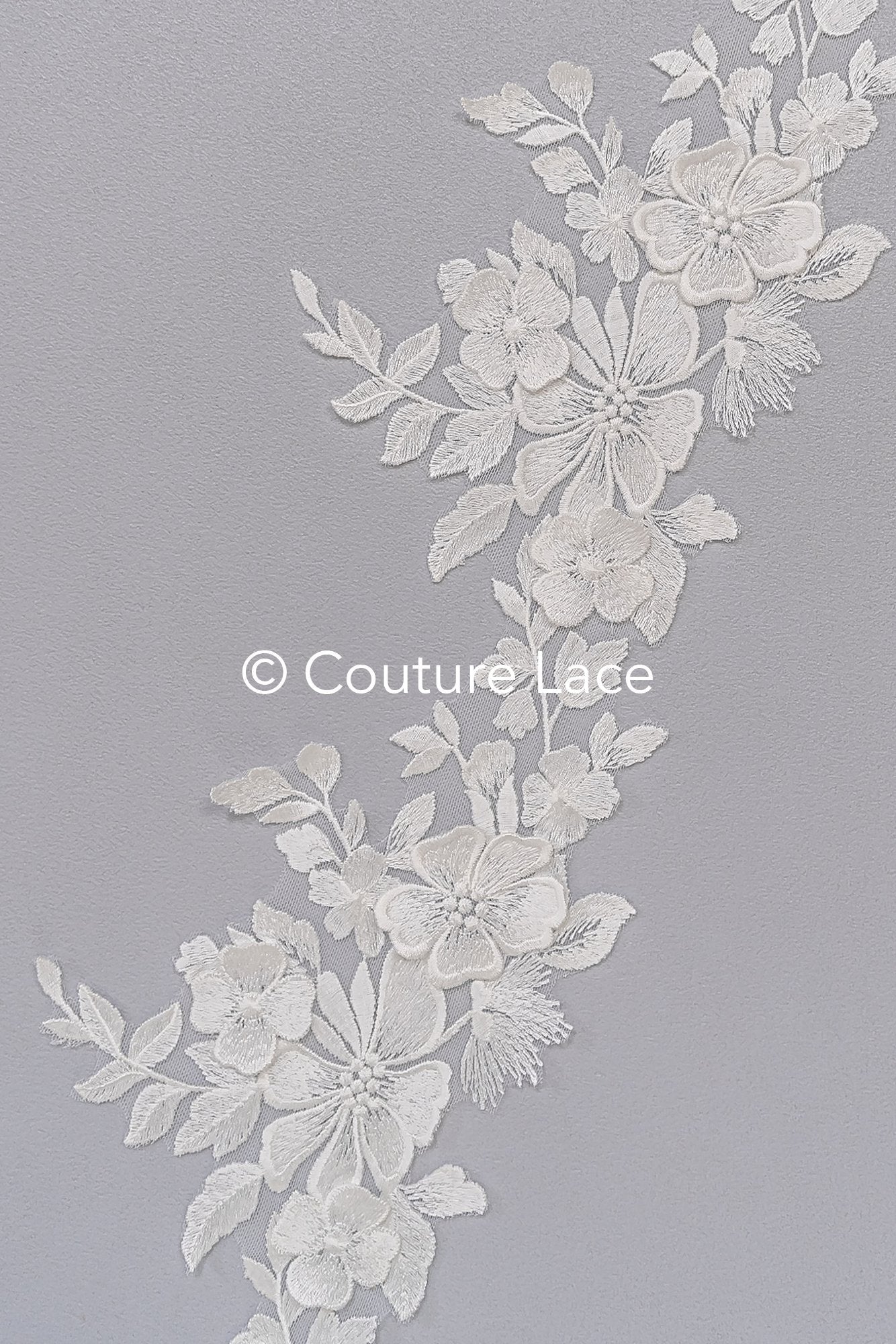 Floral 3D flower bridal lace trim/ flowery lace edge for wedding dresses // T25-234