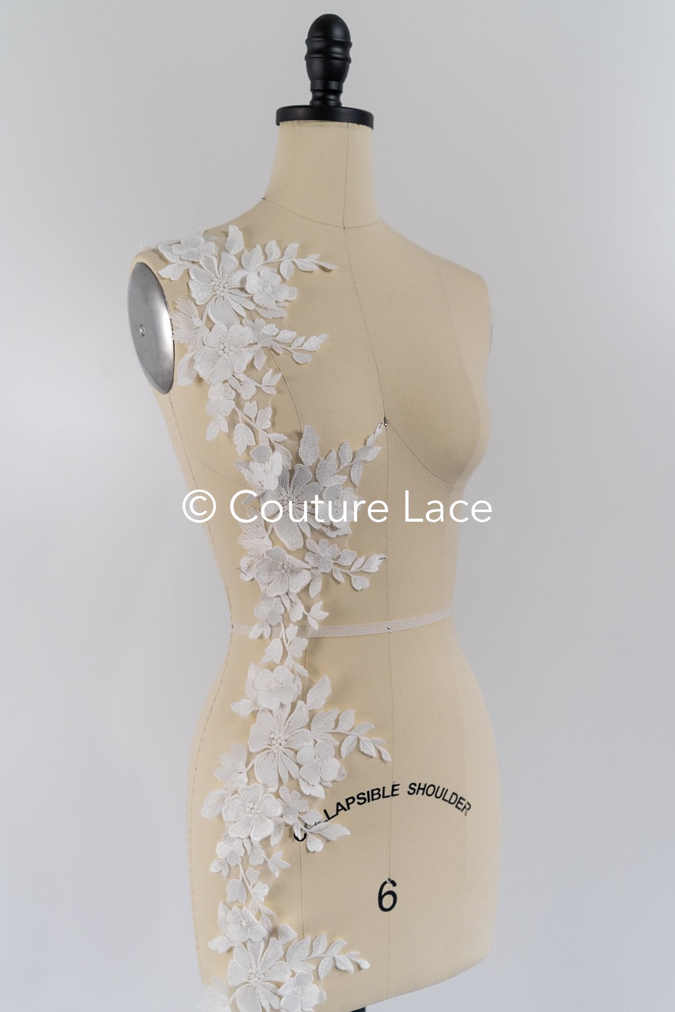 Floral 3D flower bridal lace trim/ flowery lace edge for wedding dresses // T25-234