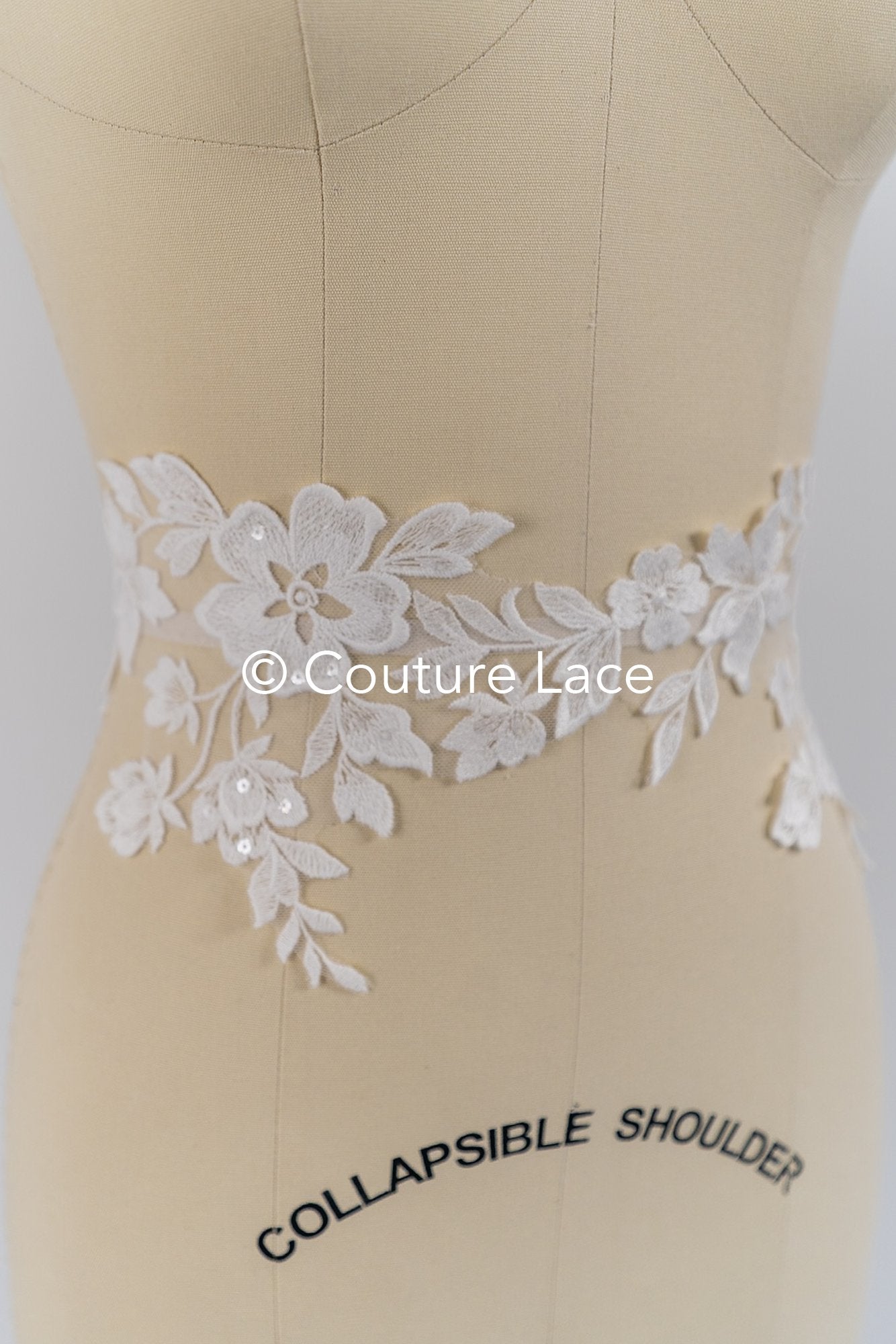 Fine bridal lace trim with floral pattern/ floral lace edge for wedding dresses // T25-235