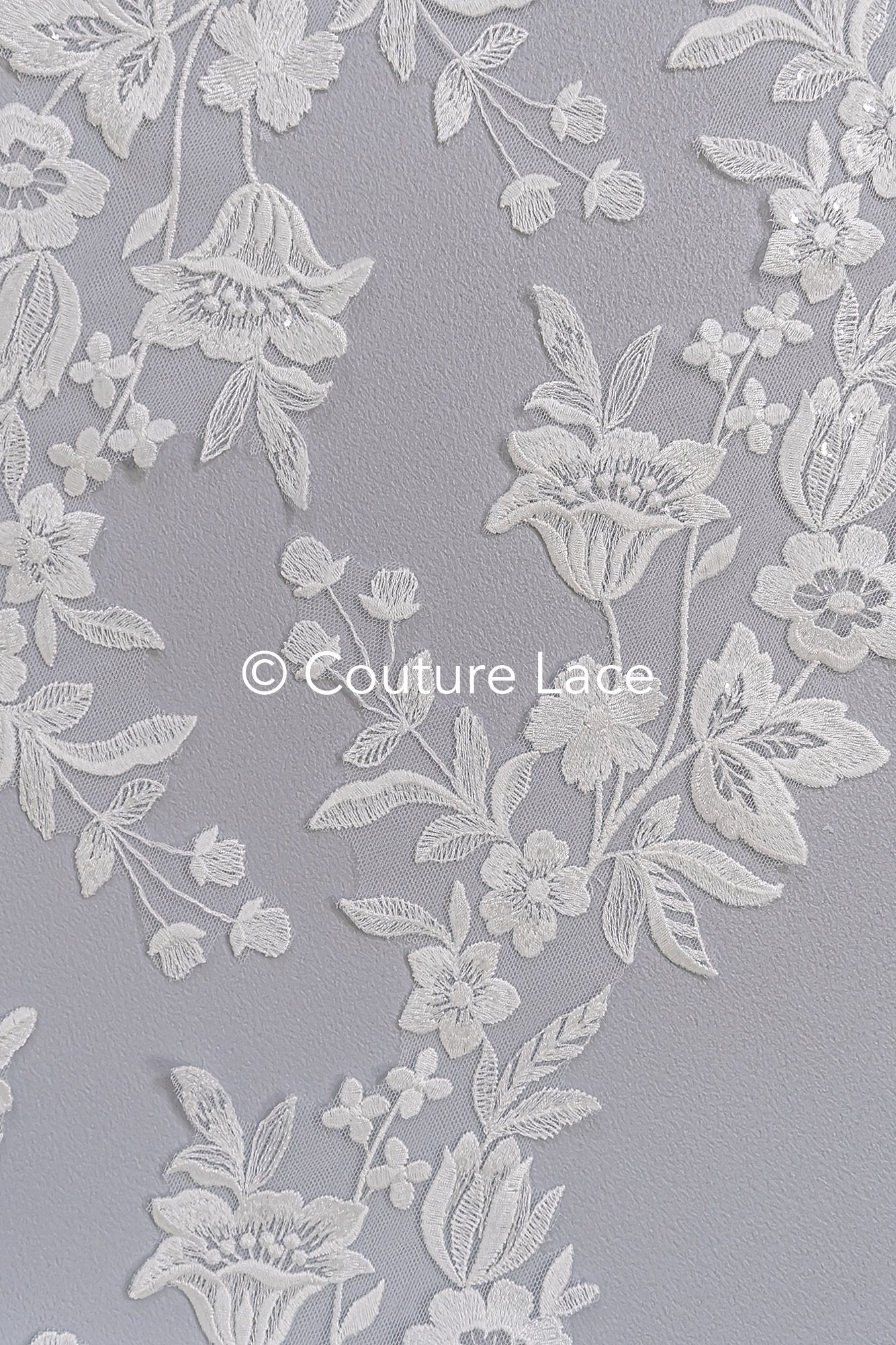 Fine bridal lace trim with floral pattern/ floral lace edge for wedding dresses // T25-236