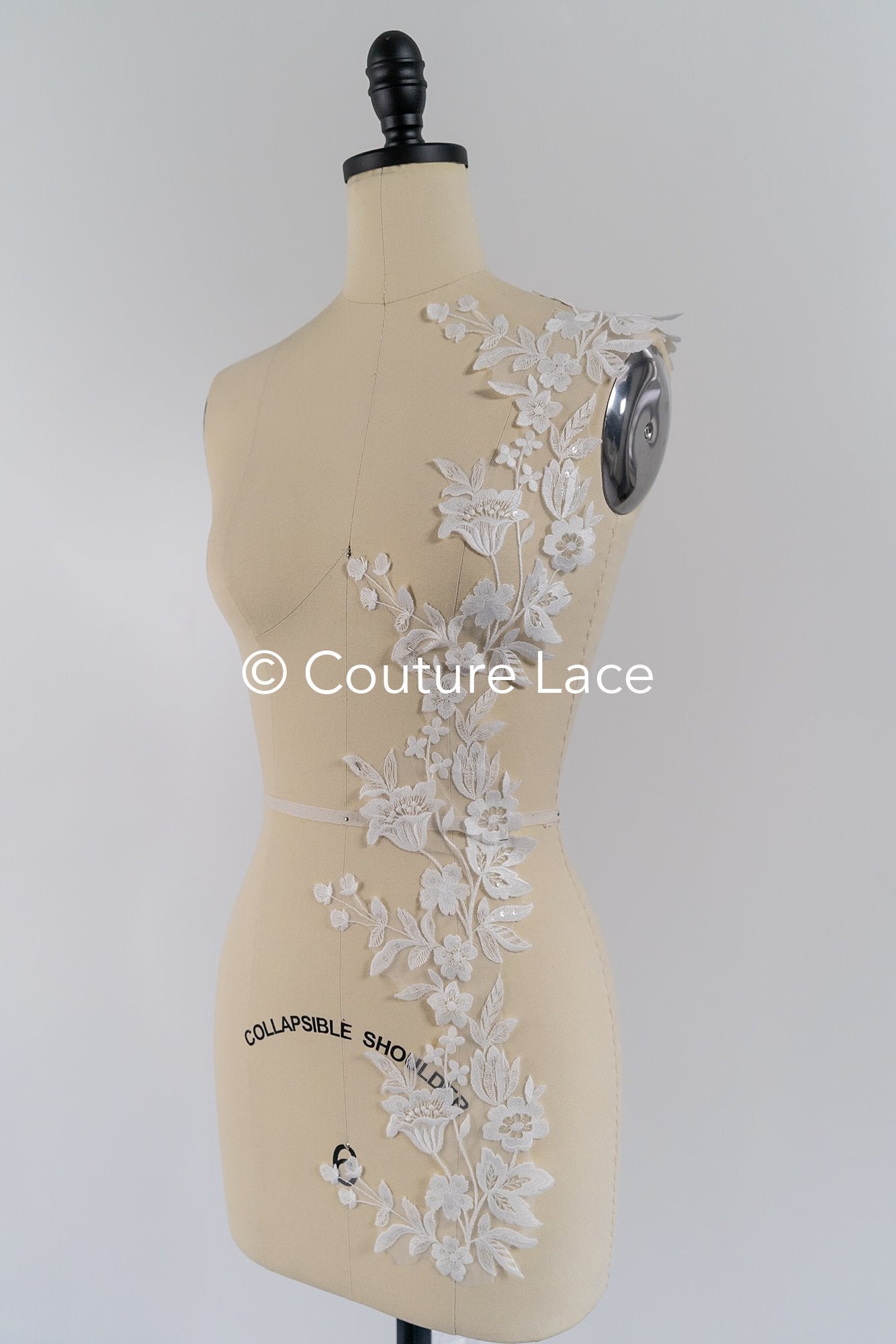 Fine bridal lace trim with floral pattern/ floral lace edge for wedding dresses // T25-236