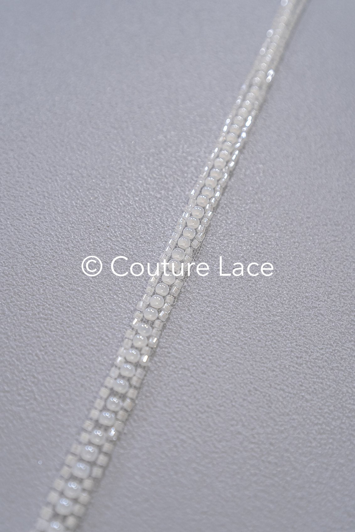 Heavy embroidered bridal lace trim / beaded lace edge for straps or bridal belt // T25-239