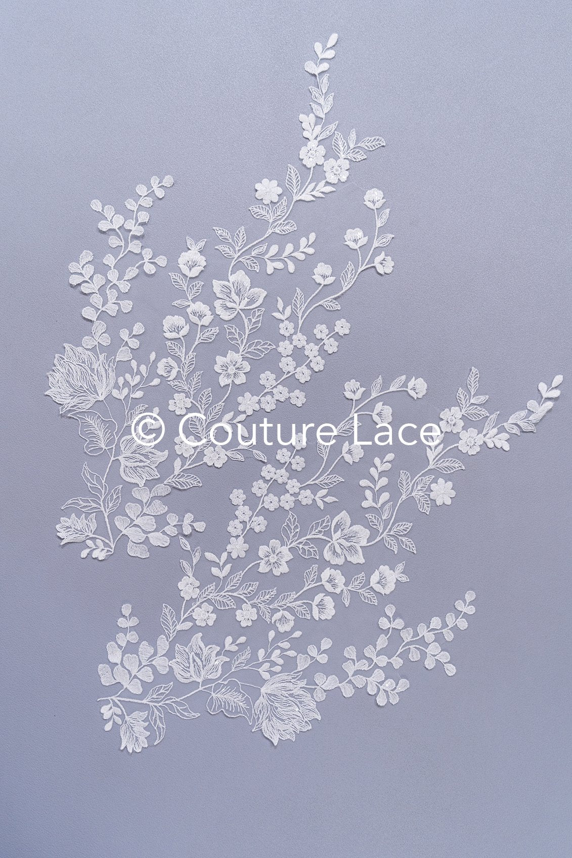 Applikation weiß mit Perlen & Pailletten/ Hochzeitskleid Spitzenapplikation/ Braut Applikation// A24-062B