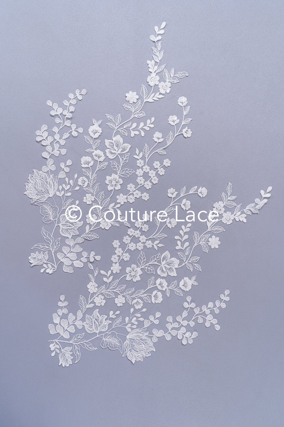 Applikation weiß mit Perlen & Pailletten/ Hochzeitskleid Spitzenapplikation/ Braut Applikation// A24-062B