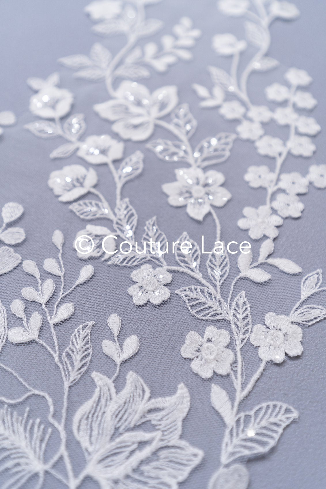 Applikation weiß mit Perlen & Pailletten/ Hochzeitskleid Spitzenapplikation/ Braut Applikation// A24-062B