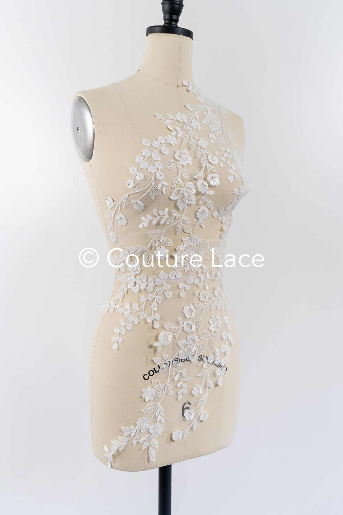 Applikation weiß mit Perlen & Pailletten/ Hochzeitskleid Spitzenapplikation/ Braut Applikation// A24-062B