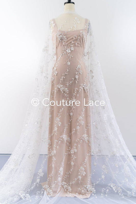 Perlen-Spitzenstoff/ Couture-Spitzenstoff/ Braut-Spitzenstoff/ Perlen-Spitzenstoff// L24-809