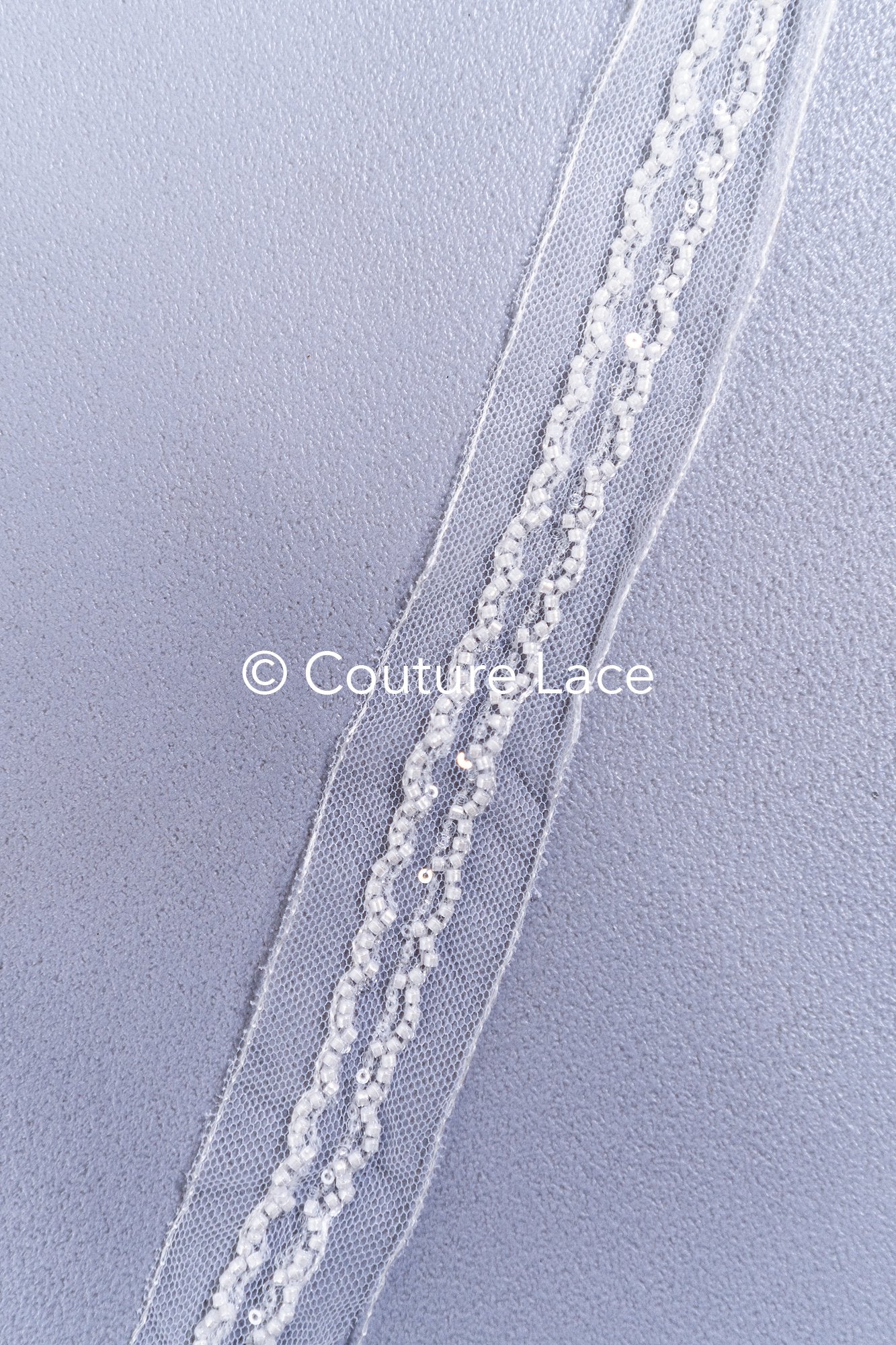 Heavy embroidered bridal lace trim / beaded lace edge for straps or bridal belt // T25-260