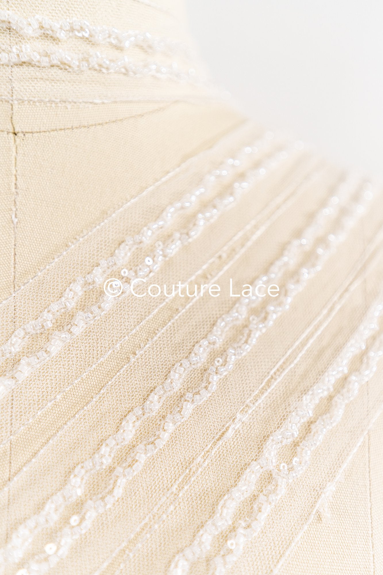 Heavy embroidered bridal lace trim / beaded lace edge for straps or bridal belt // T25-260