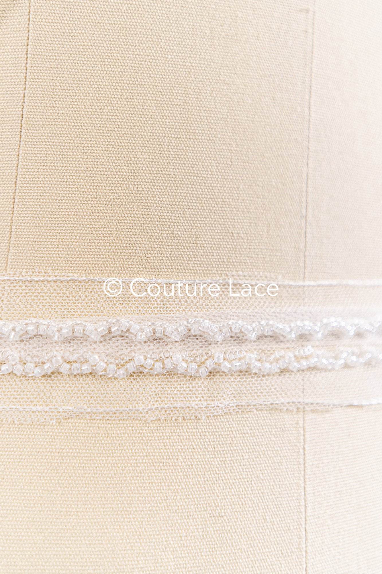 Heavy embroidered bridal lace trim / beaded lace edge for straps or bridal belt // T25-260