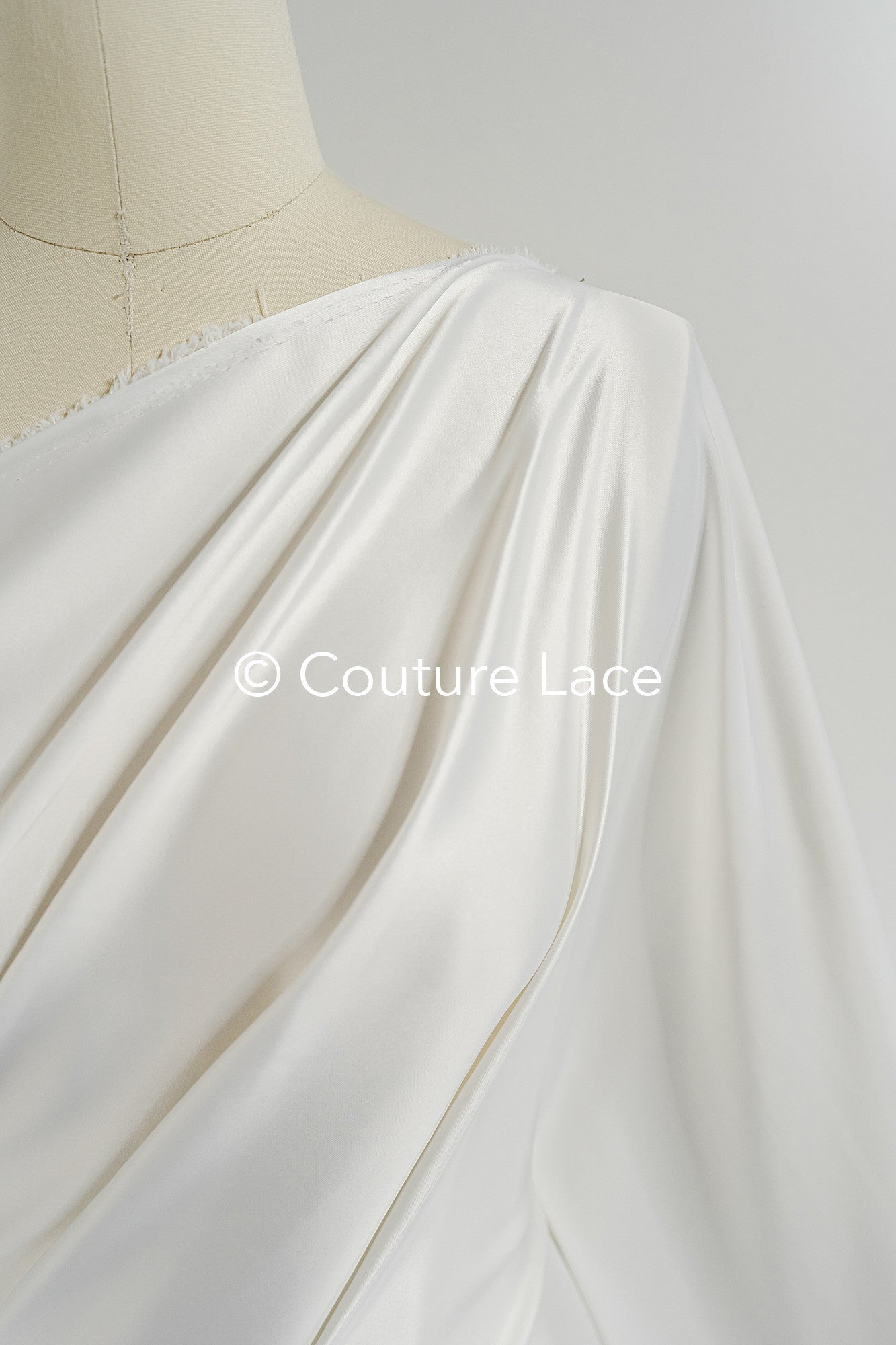 Ivory Satin Fabric – Firm, Flowing Satin for Wedding Dresses // R-075