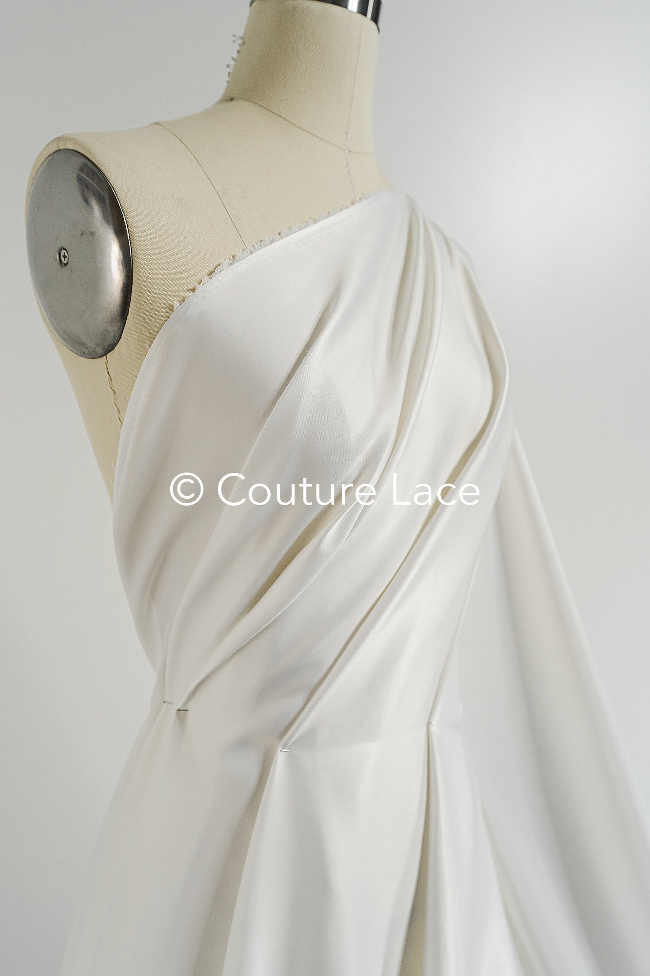 Ivory Satin Fabric – Firm, Flowing Satin for Wedding Dresses // R-075
