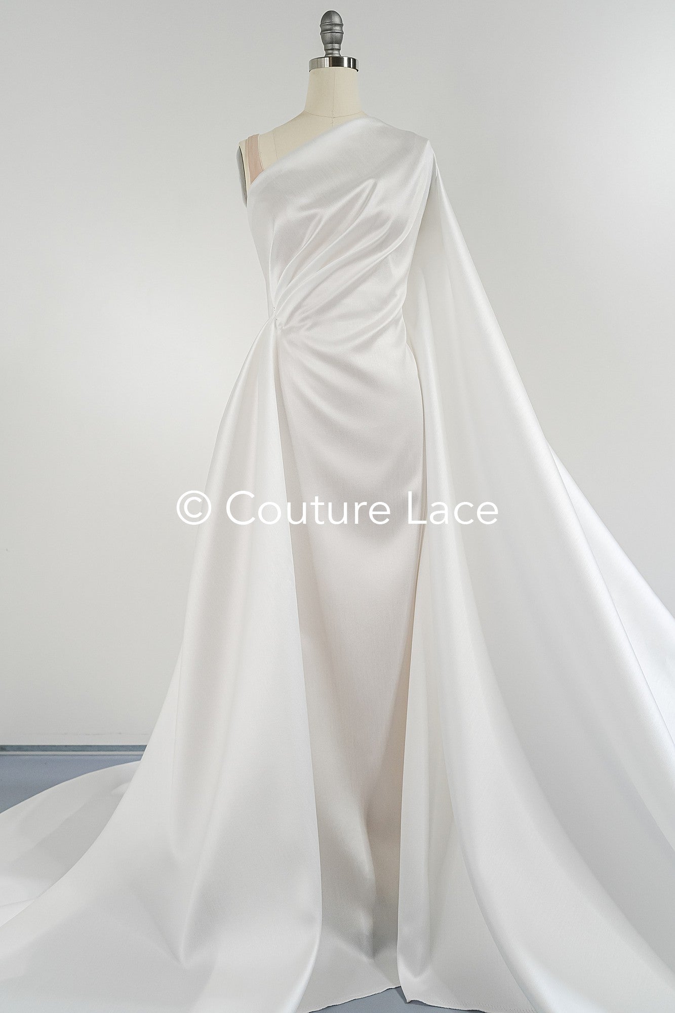 Noble bridal satin fabric – silky smooth shine with scratch pattern for wedding dresses & decoration// R-074