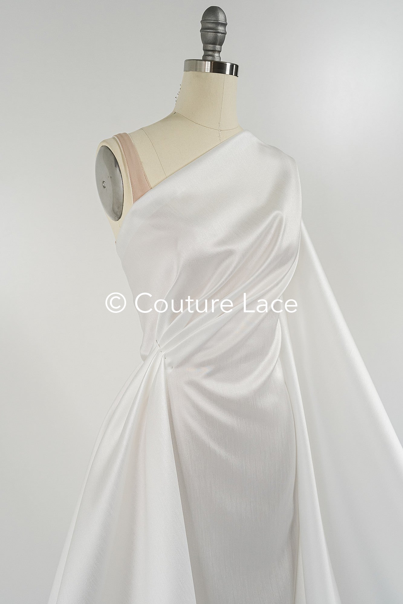 Noble bridal satin fabric – silky smooth shine with scratch pattern for wedding dresses & decoration// R-074