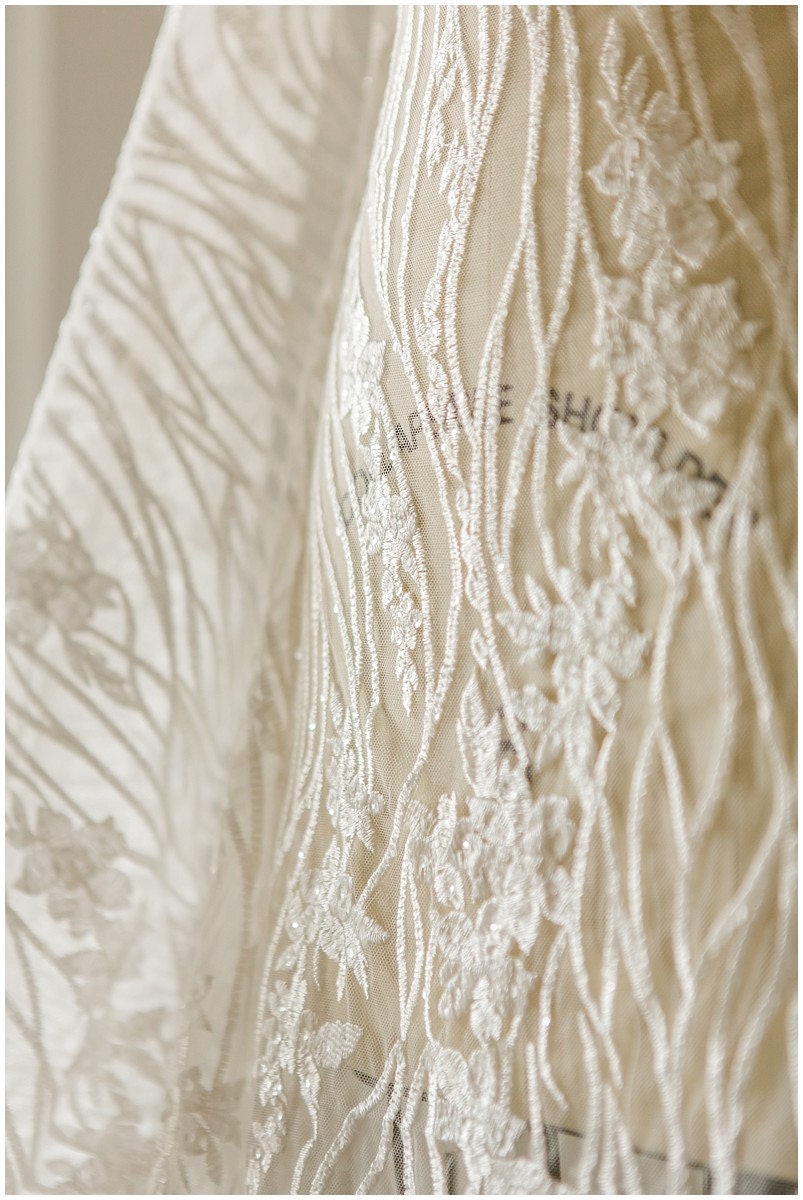 Sequin lace fabric, bridal lace, sequin lace fabric, sequin lace fabric, flower lace fabric, wedding dress lace// L17-015