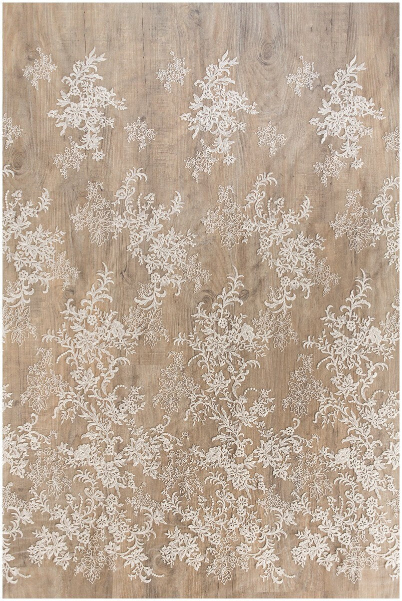 Baumwolle bestickter Blumen Spitzenstoff/ Braut Spitzenstoff Off-White/ Hochzeitskleid Spitzenstoff/ florale Spitze/ Braut Spitze// L17-114