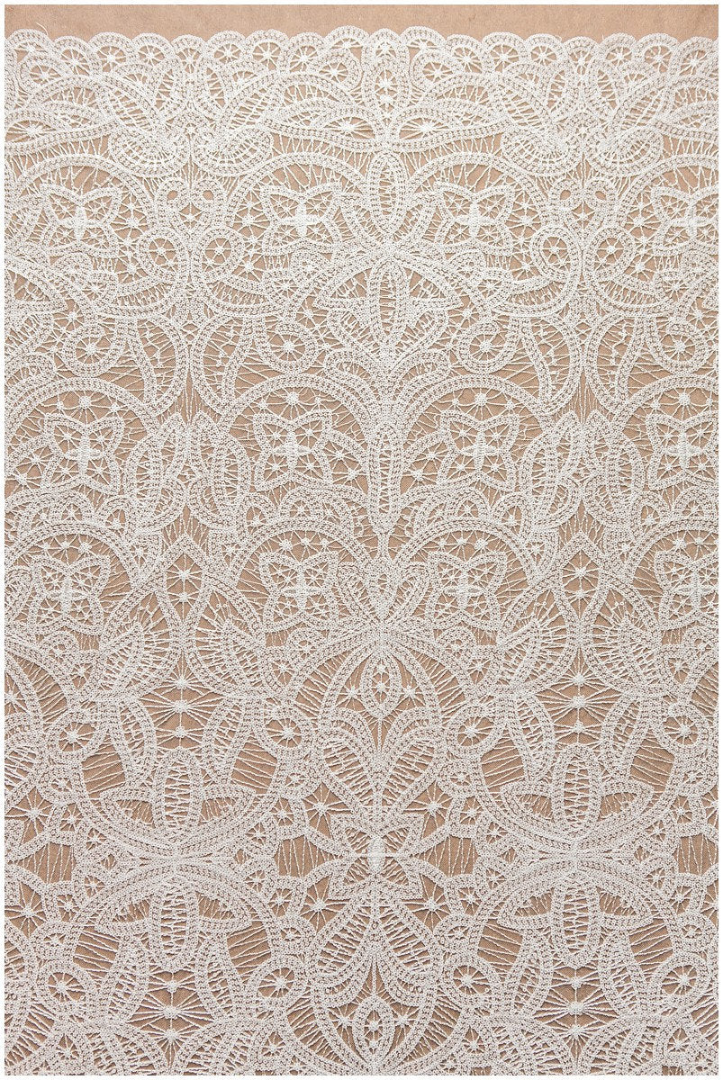 Moderner geometrischer Spitzenstoff Off-White/ Braut Spitzenstoff mit Pailletten/ Hochzeitskleid Spitzenstoff/ Pailletten Spitze/ Braut Spitze// L17-116M