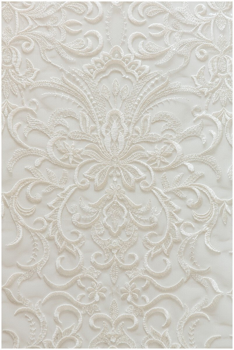 Very soft decorated lace fabric for wedding dresses, bridal lace fabric, wedding dress lace fabric, lace fabric, floral lace// L17-125