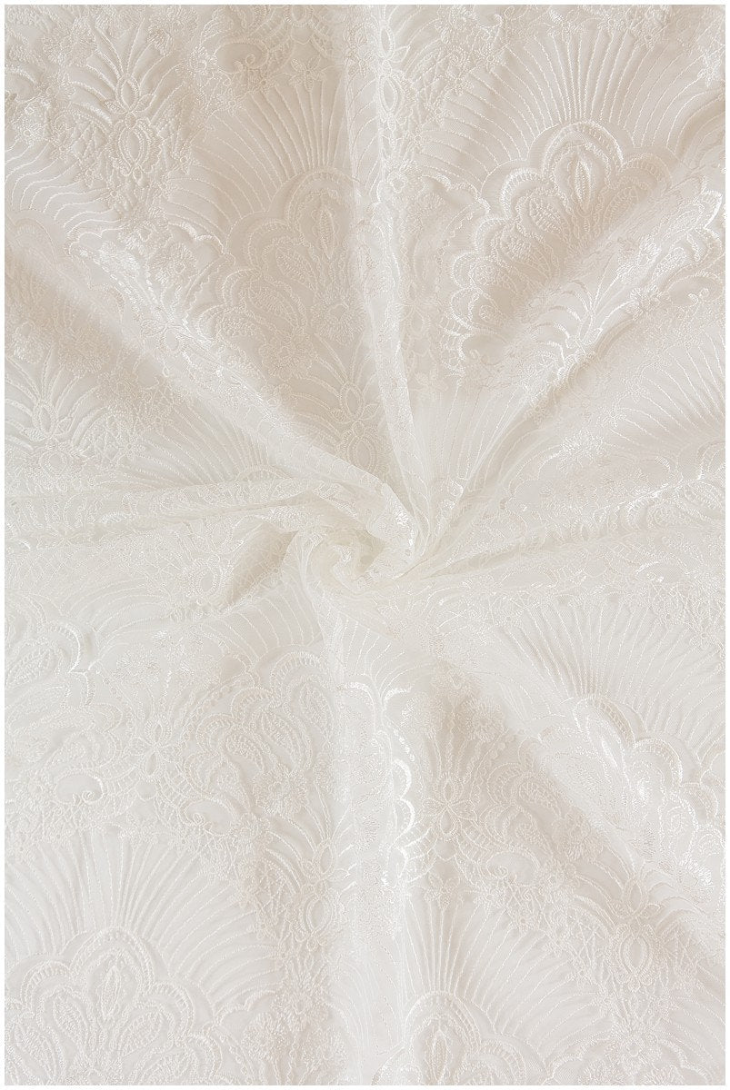 Romantische Brautspitze Off-White/ geometrische Brautspitze/ bestickte Spitze/ florale Brautspitze/ Boho Spitze// L17-137