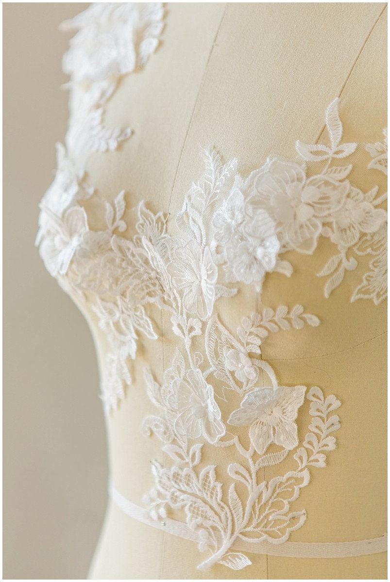 Romantische 3D Blüten Spitzen Applikation, Blumen Applikation, SpitzenBlume Patch, Hochzeitskleid Spitze, Hochzeitskleid Spitzenapplikation, Brautspitze// A17-122