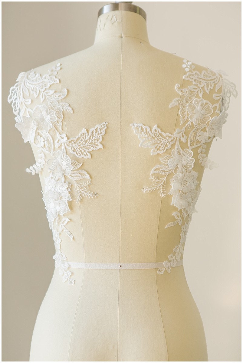 Romantische 3D Blüten Spitzen Applikation, Blumen Applikation, SpitzenBlume Patch, Hochzeitskleid Spitze, Hochzeitskleid Spitzenapplikation, Brautspitze// A17-122