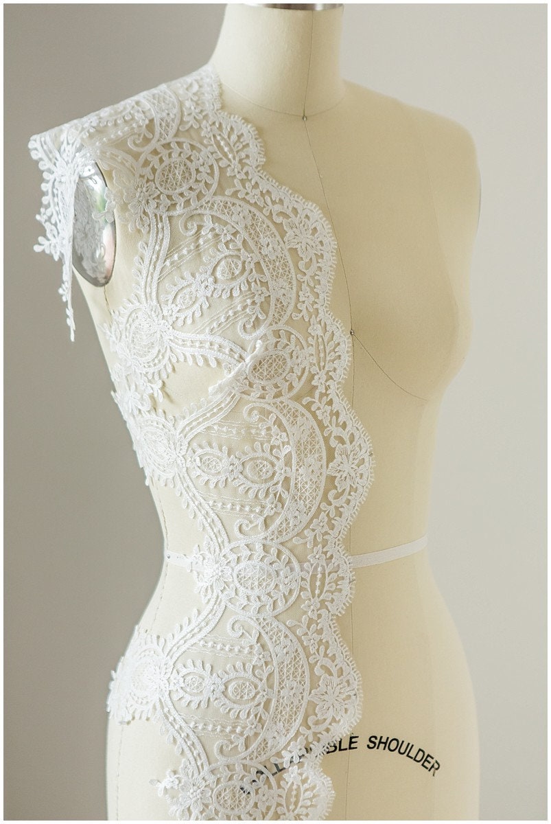 Soft embroidered lace trim/ elegant bridal lace trim/ veil lace trim/ wedding dress lace trim// T17-043