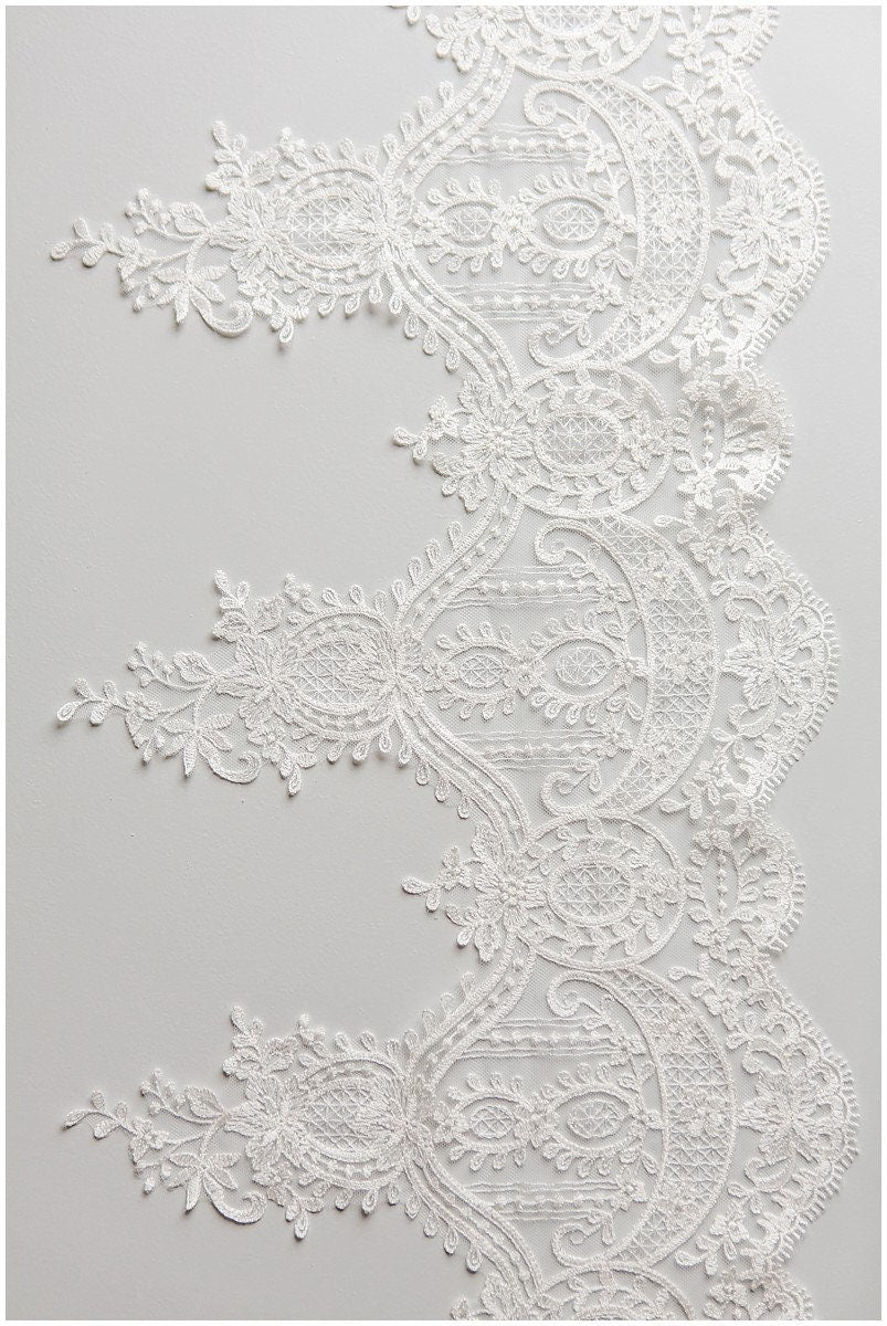 Soft embroidered lace trim/ elegant bridal lace trim/ veil lace trim/ wedding dress lace trim// T17-043