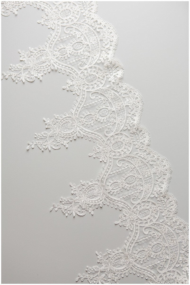Soft embroidered lace trim/ elegant bridal lace trim/ veil lace trim/ wedding dress lace trim// T17-043