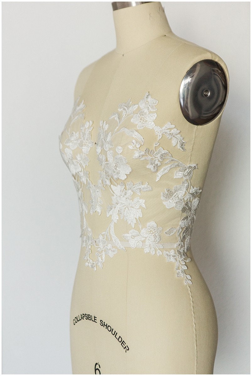Sofort Braut Spitzen Applikation, romantische Spitzen Applikation, Spitzenblume, Blumen Applikation, Hochzeitskleid Spitzenapplikation, Brautspitze// A17-132