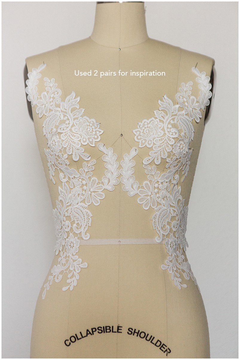 Milchseide Spitzen Applikation, BrautBlumen Applikation, Spitzenblume, Blumen Applikation, Hochzeitskleid Spitzenapplikation, Spitzenblumen Applikation// A17-139