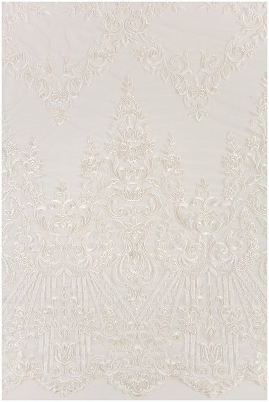 Encaje para novia en color off-white / encaje nupcial con ornamentos / encaje bordado / encaje floral para novia / encaje boho para vestido de novia / encaje floral con lentejuelas // L17-135