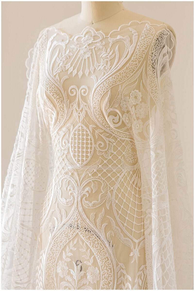 Bridal lace / boho bridal lace material / offwhite bridal lace / oriental wedding lace / boho lace / / L17-141